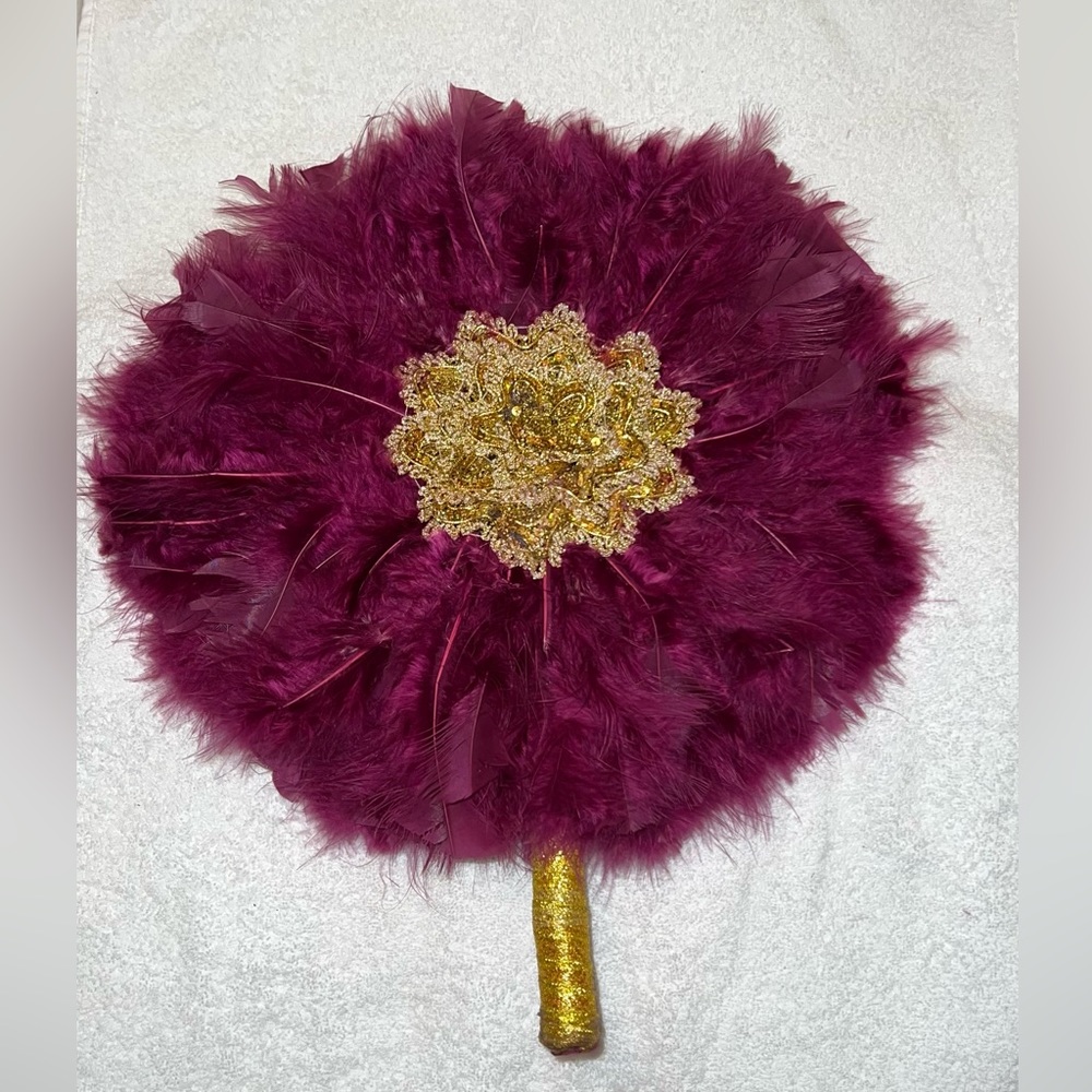 African Handmade Hand Fan With Feathers (Asoebi Bridal Occasion)